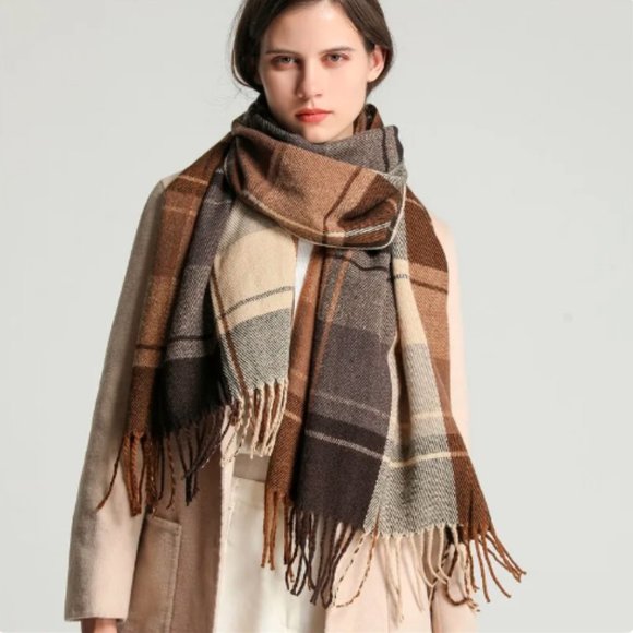 Accessories - Classic Plaid Pattern Pashmina Winter Scarf/Shawl/Wrap